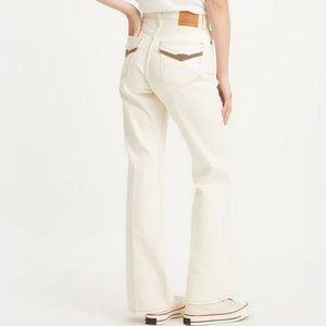 Levi's Movin on 70's High Flare Jeans in Sunny Cream Winter White NWT